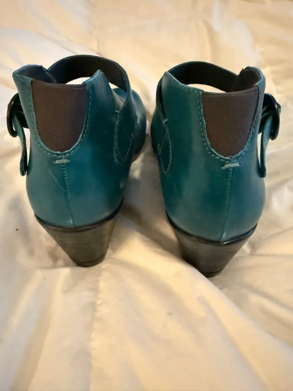 Teal Cross-Strap Mary Jane Heels - Women